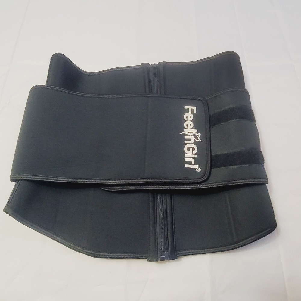 FeelinGirl Women Waist Trainer Cincher XL Black Neoprene Zipper Double Straps
